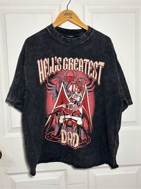 Hazbin Hotel Lucifer Hell's Greatest Dad Shirt XL Mineral Wash Hot Topic A24